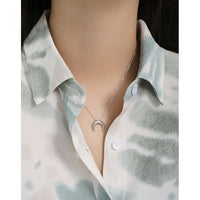 Crescent Moon 925 Sterling Silver Necklace