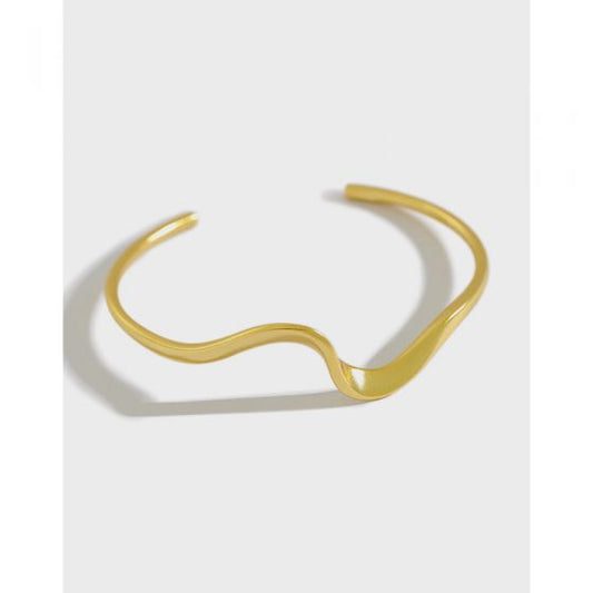 Irregular Wave Open Bangle, 925 Sterling Silver