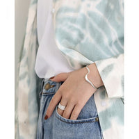 Irregular Wave Open Bangle, 925 Sterling Silver