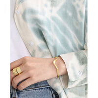 Irregular Wave Open Bangle, 925 Sterling Silver
