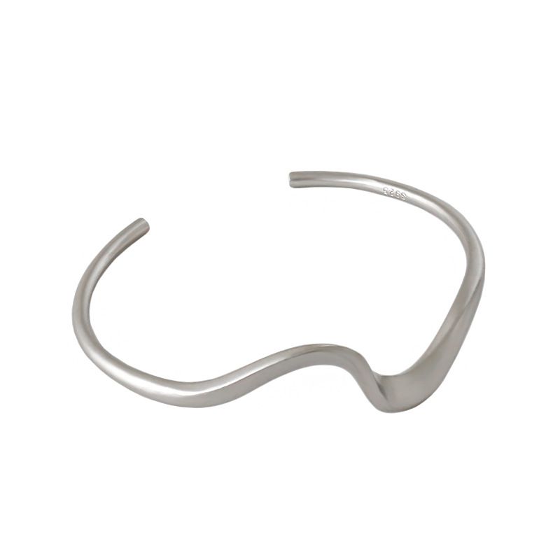 Irregular Wave Open Bangle, 925 Sterling Silver