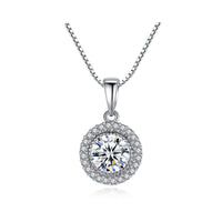 Micro-Set Round Crystal Necklace, 925 Sterling Silver