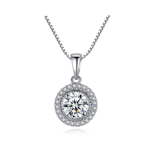 Micro-Set Round CZ Necklace, 925 Sterling Silver