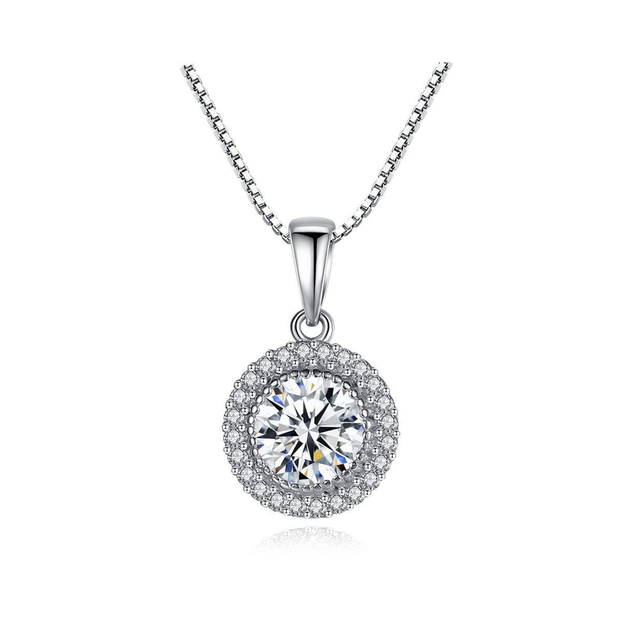 Micro-Set Round Crystal Necklace, 925 Sterling Silver