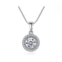 Micro-Set Round Crystal Necklace, 925 Sterling Silver