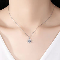 Micro-Set Round Crystal Necklace, 925 Sterling Silver