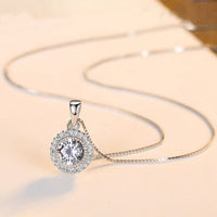 Micro-Set Round Crystal Necklace, 925 Sterling Silver