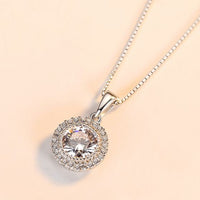 Micro-Set Round Crystal Necklace, 925 Sterling Silver