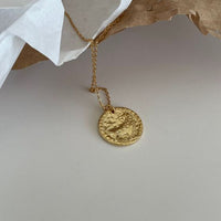 Round Relief Brave Lion Necklace in 925 Sterling Silver