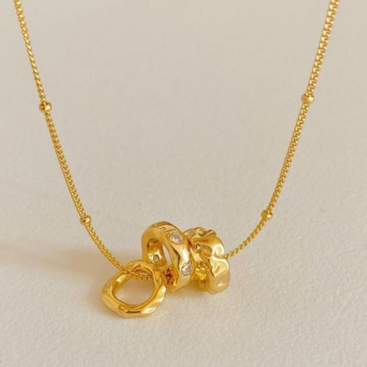 Geometric Cubic Zirconia Beaded Pendant Necklace