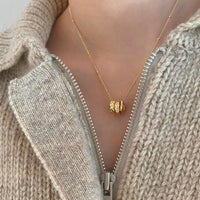 Geometric Cubic Zirconia Beaded Pendant Necklace