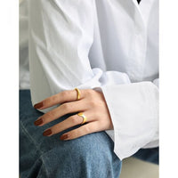 Modern Irregular Geometry Sterling Silver Adjustable Ring
