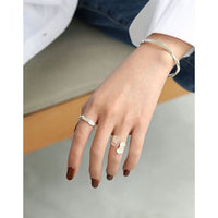 Modern Irregular Geometry Sterling Silver Adjustable Ring