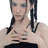 Modern Double-Layer Geometry Adjustable 925 Sterling Silver Ring