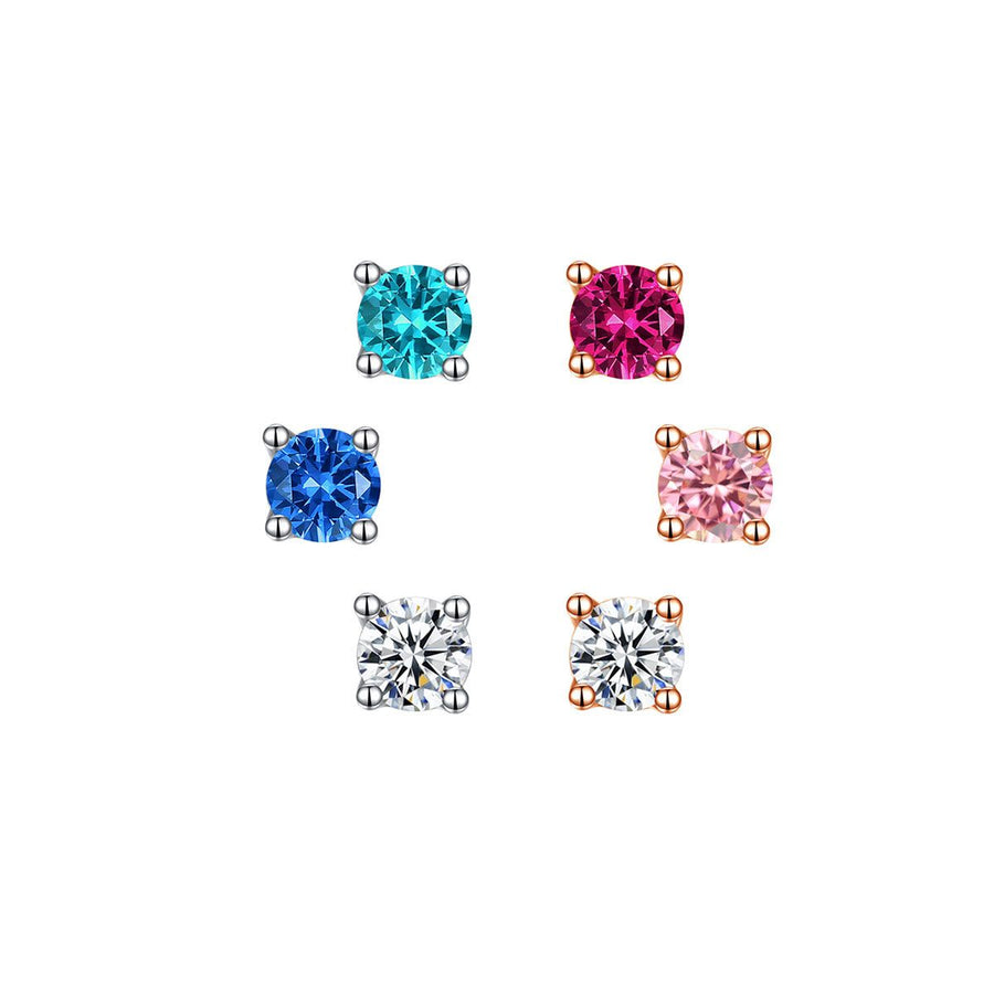 Colorful Round Crystal Mini 925 Sterling Silver Stud Earrings