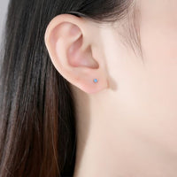 Colorful Round Crystal Mini 925 Sterling Silver Stud Earrings
