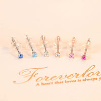 Colorful Round Crystal Mini 925 Sterling Silver Stud Earrings
