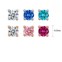 Colorful Round Crystal Mini 925 Sterling Silver Stud Earrings