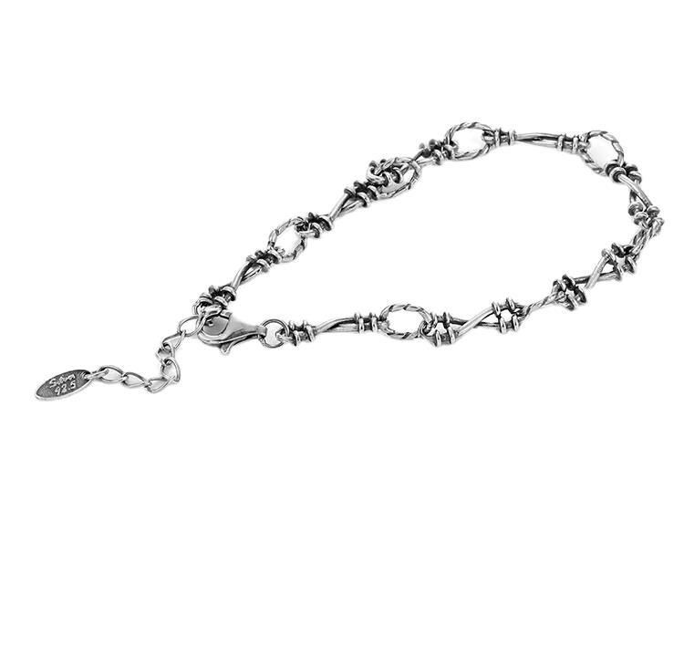 Men's Vintage Dark Thorn 925 Sterling Silver Curb Bracelet