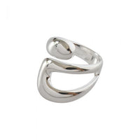 Geometry Double-Layer Hollow Cross Wide Adjustable Ring, 925 Sterling Silver