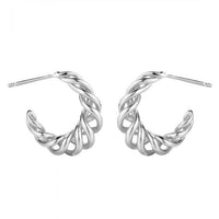 Twisted Lines C-Shape Sterling Silver Stud Earrings
