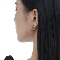 Twisted Lines C-Shape Sterling Silver Stud Earrings