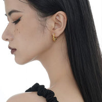 Twisted Lines C-Shape Sterling Silver Stud Earrings