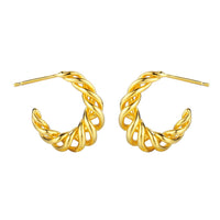 Twisted Lines C-Shape Sterling Silver Stud Earrings