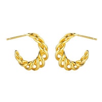 Twisted Lines C-Shape Sterling Silver Stud Earrings