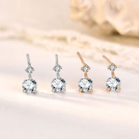 Classic Round Crystal Sterling Silver Stud Earrings