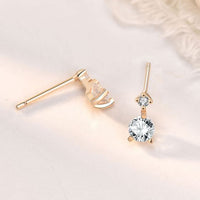 Classic Round Crystal Sterling Silver Stud Earrings