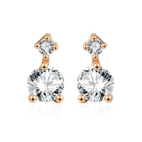 Classic Round Crystal Sterling Silver Stud Earrings