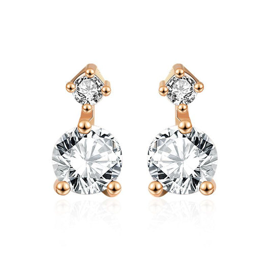 Classic Round CZ Sterling Silver Stud Earrings