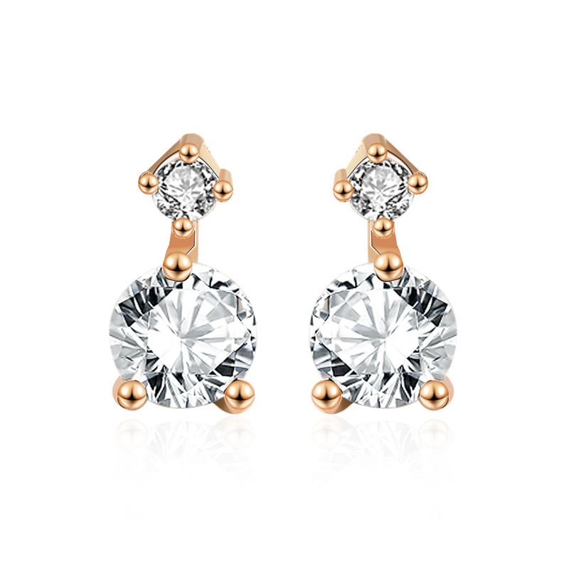 Classic Round Crystal Sterling Silver Stud Earrings