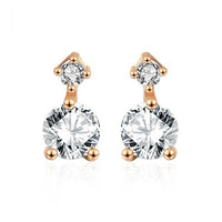 Classic Round Crystal Sterling Silver Stud Earrings