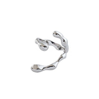 Irregular C Shape Wide 925 Sterling Silver Adjustable Ring