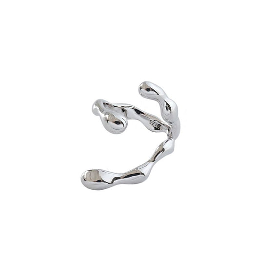 Irregular C Shape Wide 925 Sterling Silver Adjustable Ring