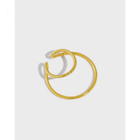 Double Layer Geometry Non-Pierced Earring (925 Sterling Silver, Single)