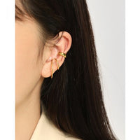 Double Layer Geometry Non-Pierced Earring (925 Sterling Silver, Single)