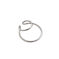 Double Layer Geometry Non-Pierced Earring (925 Sterling Silver, Single)