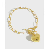 Hollow Heart Chain Bracelet in 925 Sterling Silver