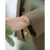 Hollow Heart Chain Bracelet in 925 Sterling Silver