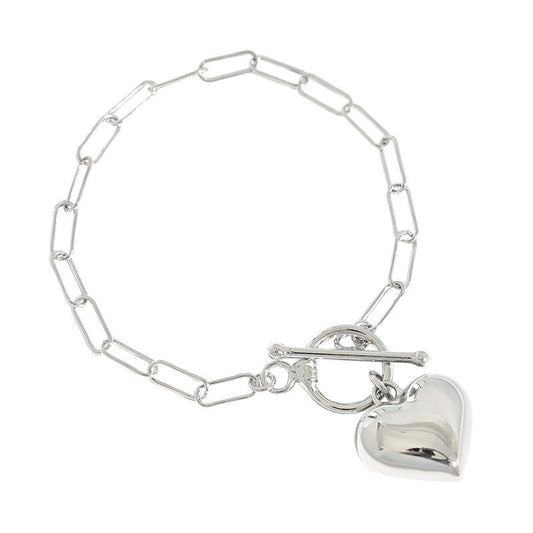 Hollow Heart Chain Bracelet in 925 Sterling Silver