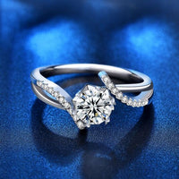 Six-Claw Moissanite 1ct Open 925 Sterling Silver Ring