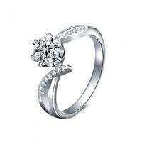 Six-Claw Moissanite 1ct Open 925 Sterling Silver Ring