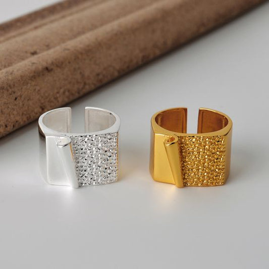 Irregular Folding Paper 925 Sterling Silver Adjustable Ring