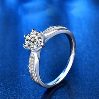 1 ct Six-Claw Moissanite Sterling Silver Ring