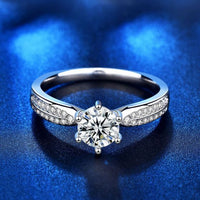 1 ct Six-Claw Moissanite Sterling Silver Ring