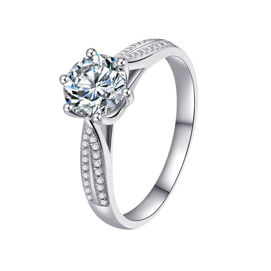 1 ct Six-Claw Moissanite Sterling Silver Ring