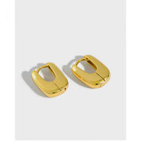 Mini Geometric Ellipse Hoop Earrings, 925 Sterling Silver